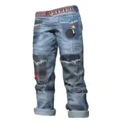 PUBG Skin Burning Chicken Festival Stitch Jeans