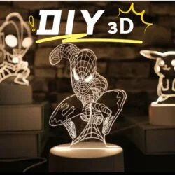 Acrylic DIY 3D Figure Night Light Art Home Decor White USB Bedroom Desk Lamp